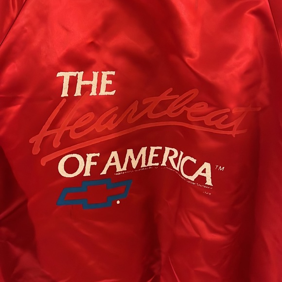 Vintage 90s satin jacket the heartbeat of America snap up - Picture 3 of 4